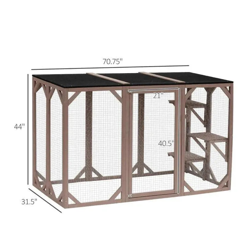 PawHut Catio Outdoor Enclosure - 70.75" x 31.5" x 44" - Orange | OmniaPaws