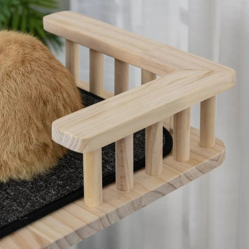 PawHut 56" Cat Tree Activity Condo Luxury Pine Wood with Hamster-Wheel - Default Title | OmniaPaws