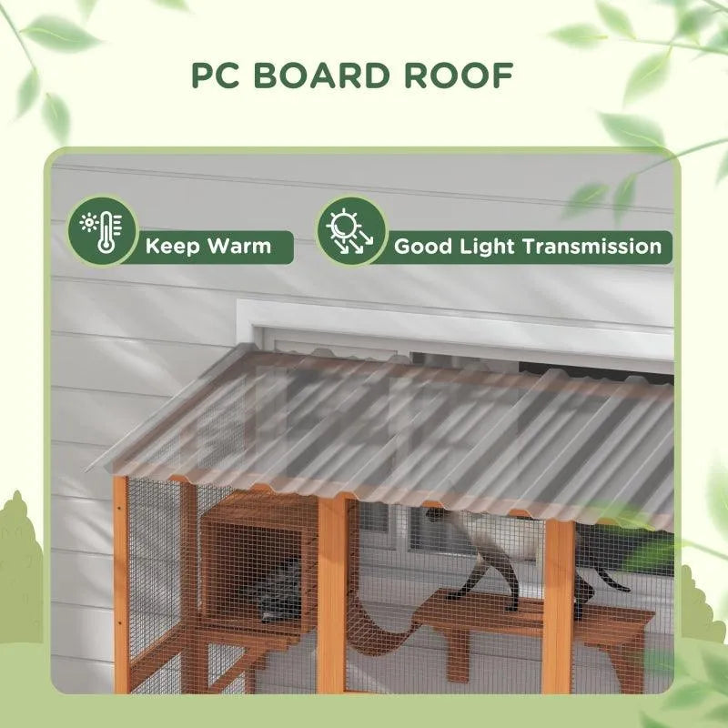 PawHut Catio Window Box Outdoor Enclosure with Bridge Platforms - Default Title | OmniaPaws