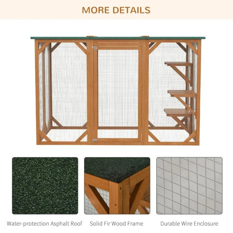 PawHut Catio Outdoor Enclosure - 70.75" x 31.5" x 44" - Orange | OmniaPaws