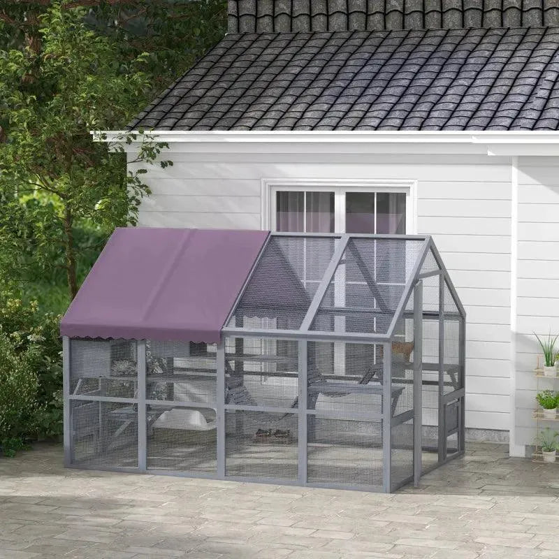 PawHut Catio Outdoor Enclosure - 110.2" x 73" x 74" - Default Title | OmniaPaws