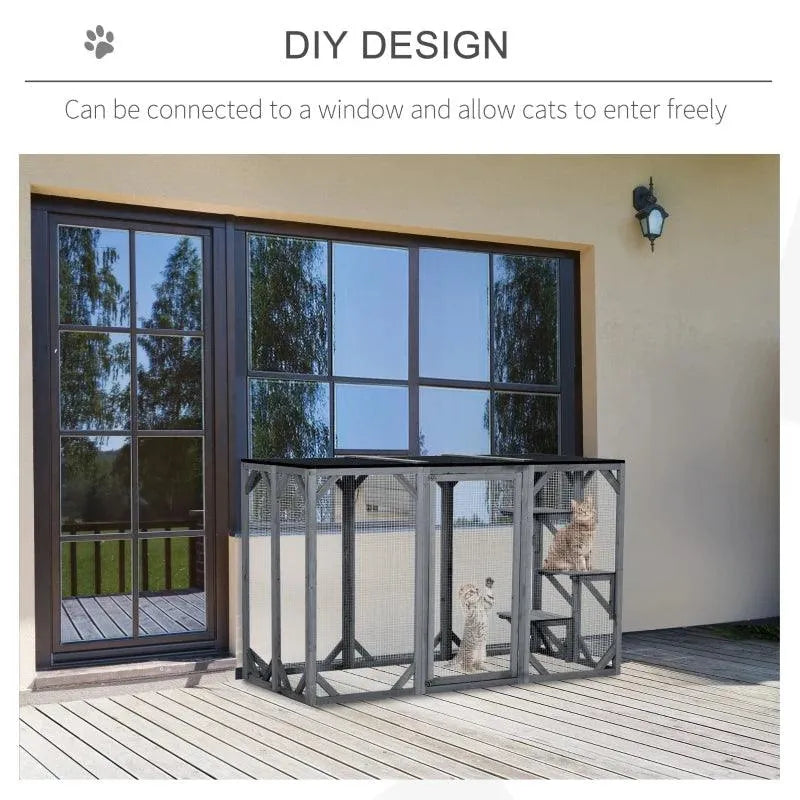 PawHut Catio Outdoor Enclosure - 70.75" x 31.5" x 44" - Orange | OmniaPaws