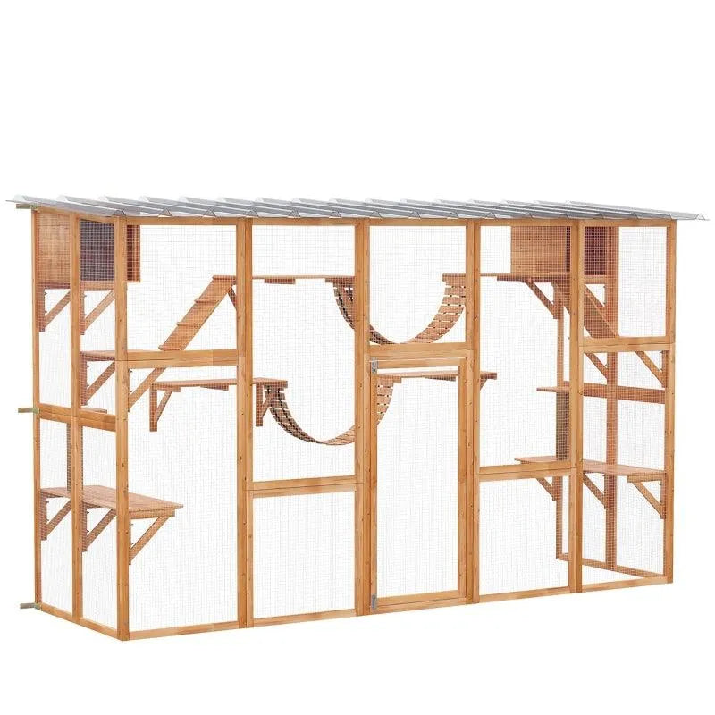 PawHut Catio Window Box Outdoor Enclosure - 118" x 37.5" x 74" - Orange | OmniaPaws