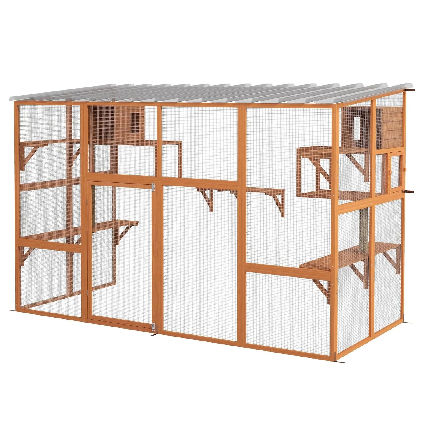 PawHut Catio Window Box Outdoor Enclosure - 118" x 55" x 75.5" - Default Title | OmniaPaws