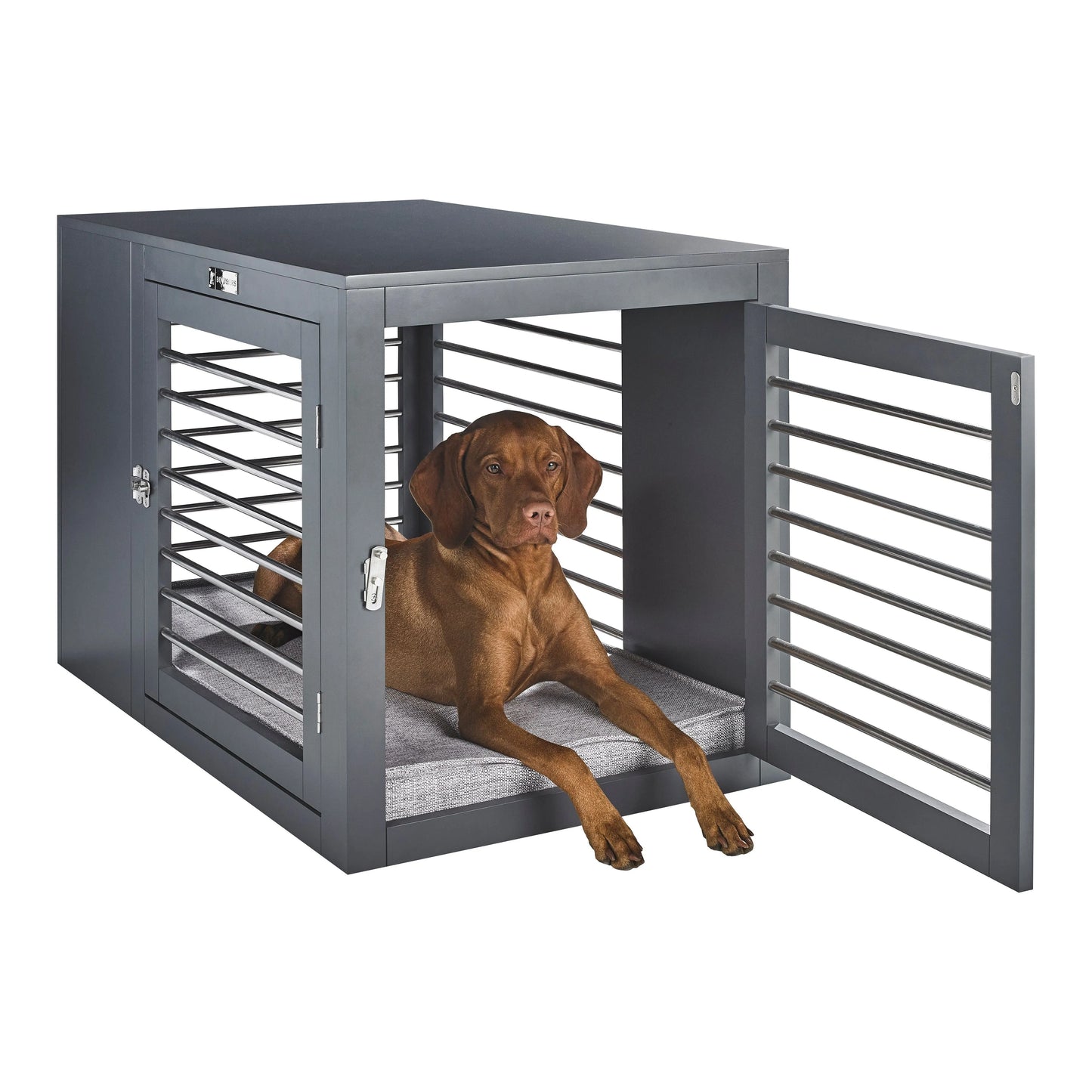 Bowsers Moderno Dog Crate - Grey / Medium | OmniaPaws