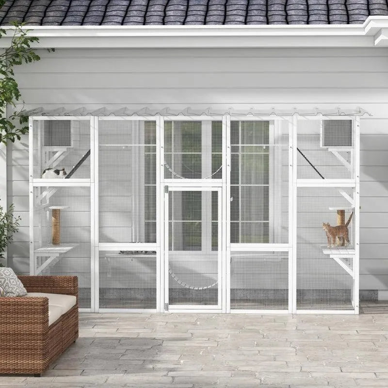 PawHut Catio Window Box Outdoor Enclosure - 118" x 37.5" x 74" - Gray | OmniaPaws