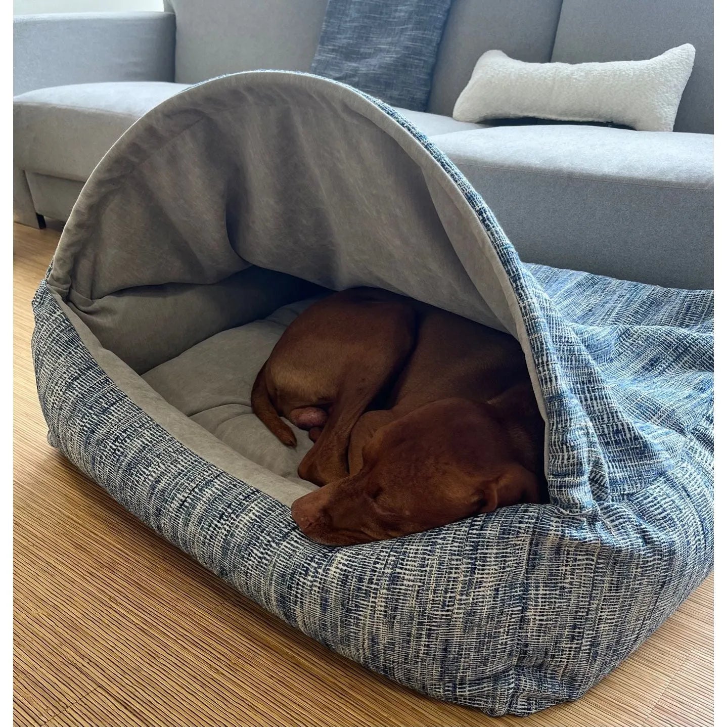 Bowsers Canopy Dog Bed - Cloud / Faux Fur / Small | OmniaPaws