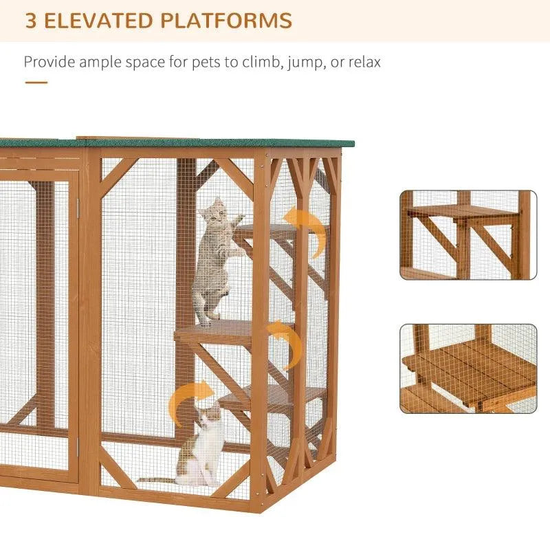 PawHut Catio Outdoor Enclosure - 70.75" x 31.5" x 44" - Orange | OmniaPaws