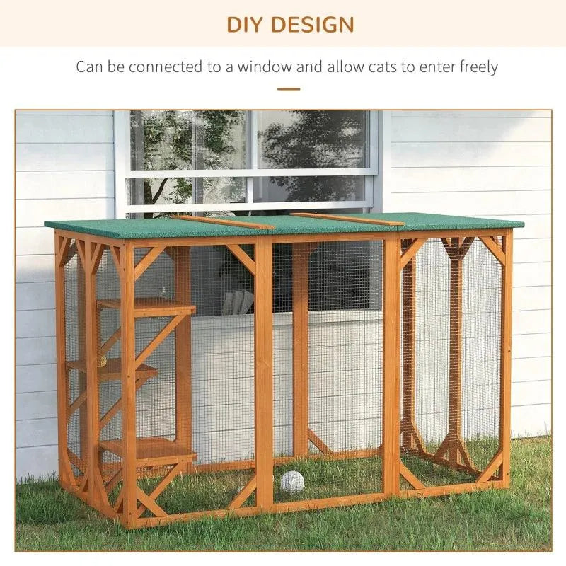 PawHut Catio Outdoor Enclosure - 70.75" x 31.5" x 44" - Orange | OmniaPaws