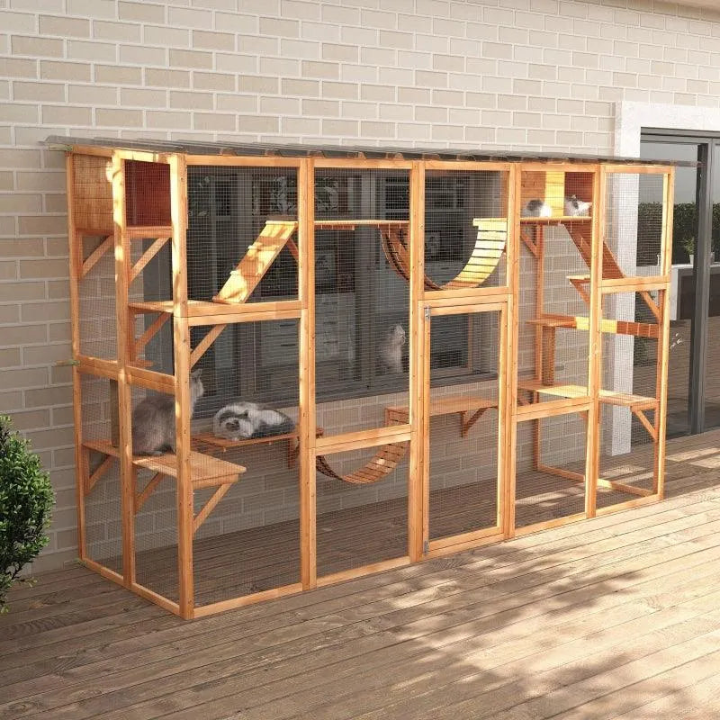 PawHut Catio Window Box Outdoor Enclosure - 118" x 37.5" x 74" - Gray | OmniaPaws