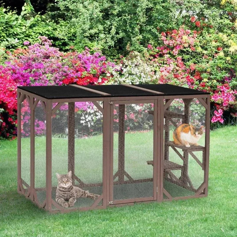 PawHut Catio Outdoor Enclosure - 70.75" x 31.5" x 44" - Orange | OmniaPaws