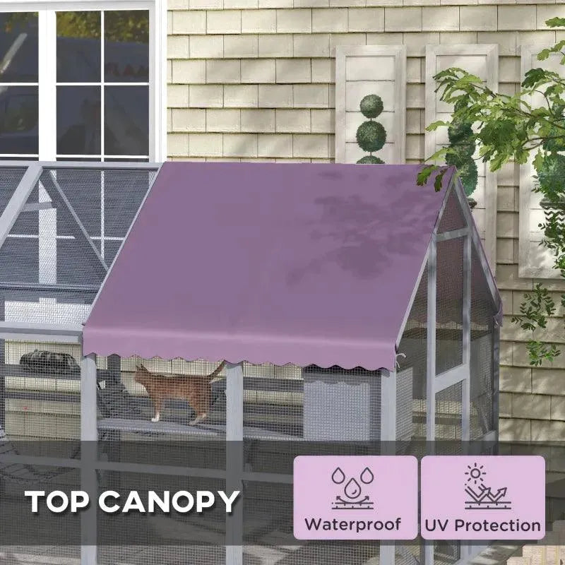 PawHut Catio Outdoor Enclosure - 110.2" x 73" x 74" - Default Title | OmniaPaws