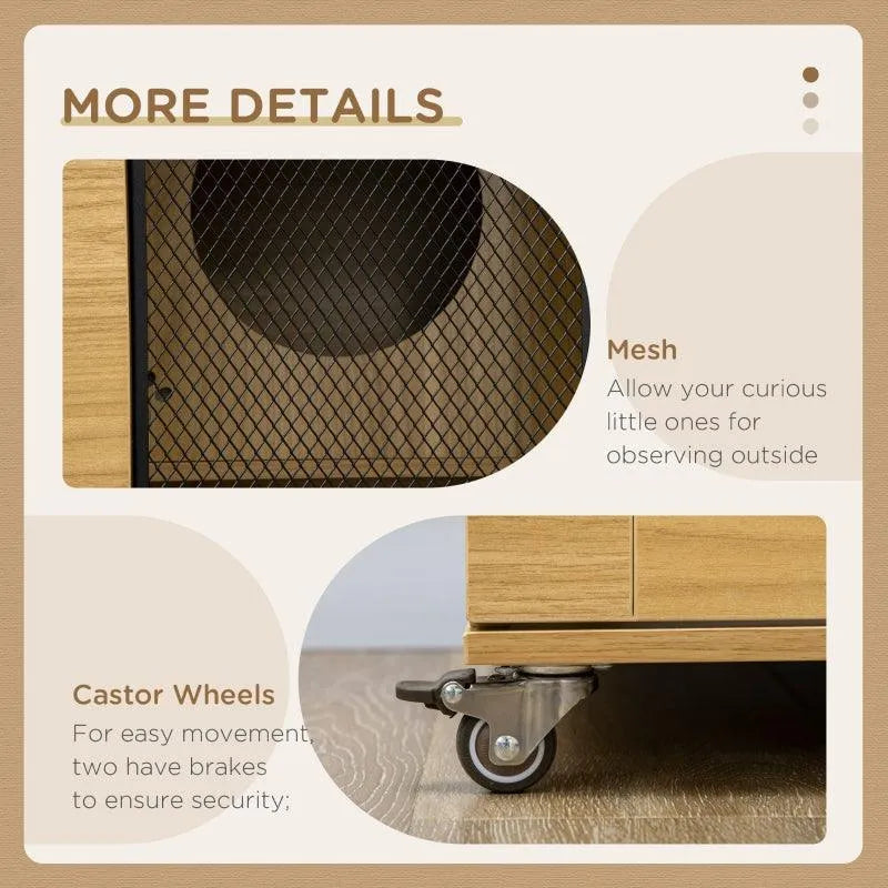 PawHut Cat Tree House with Scratching Post and Wheels - Gray | OmniaPaws