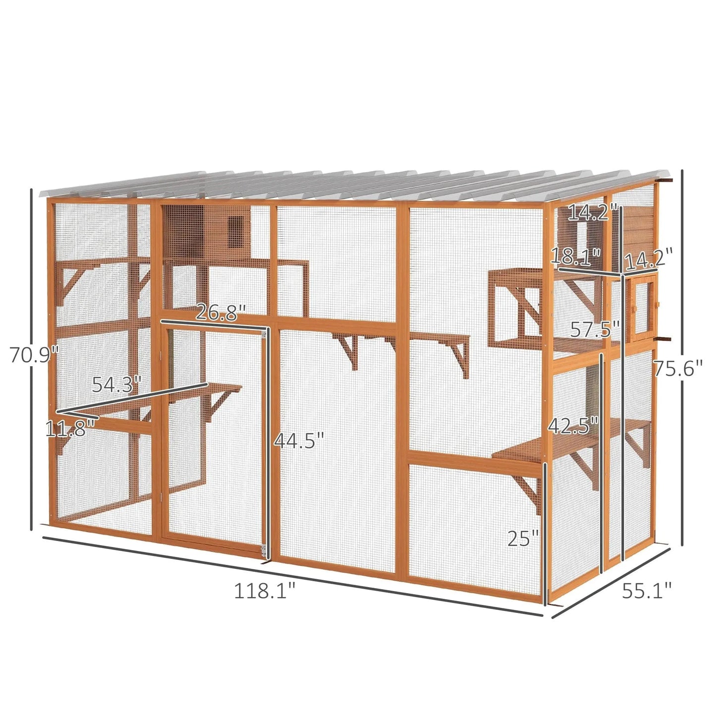 PawHut Catio Window Box Outdoor Enclosure - 118" x 55" x 75.5" - Default Title | OmniaPaws