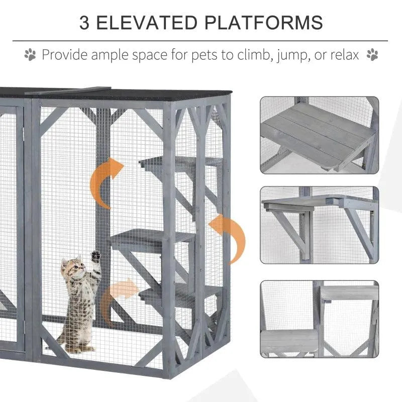 PawHut Catio Outdoor Enclosure - 70.75" x 31.5" x 44" - Orange | OmniaPaws