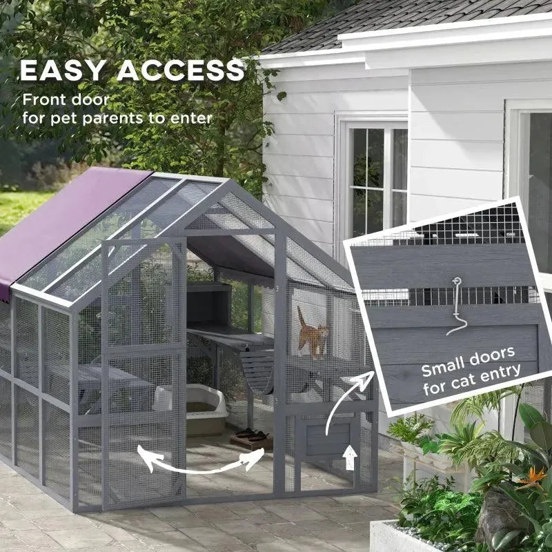 PawHut Catio Outdoor Enclosure - 110.2" x 73" x 74" - Default Title | OmniaPaws