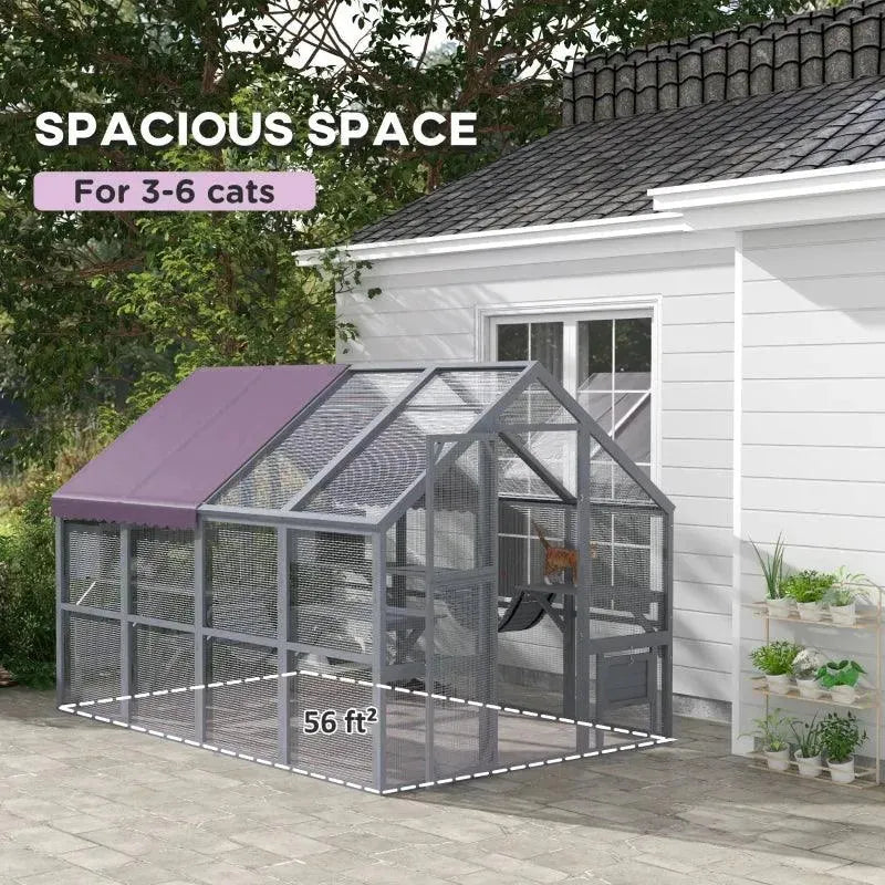 PawHut Catio Outdoor Enclosure - 110.2" x 73" x 74" - Default Title | OmniaPaws