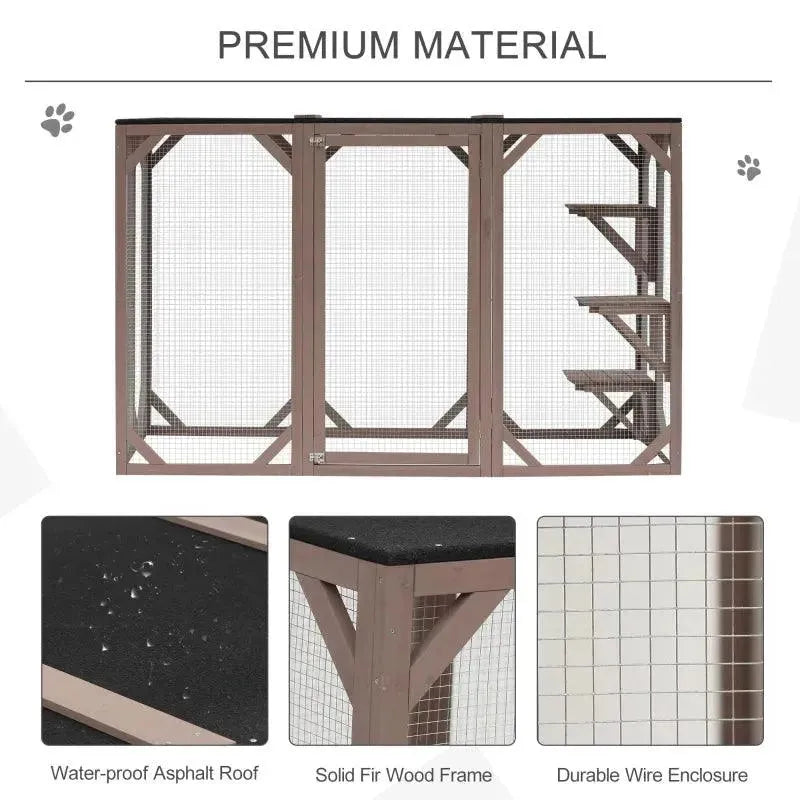 PawHut Catio Outdoor Enclosure - 70.75" x 31.5" x 44" - Orange | OmniaPaws