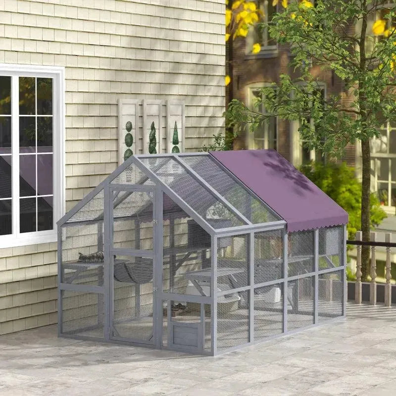 PawHut Catio Outdoor Enclosure - 110.2" x 73" x 74" - Default Title | OmniaPaws