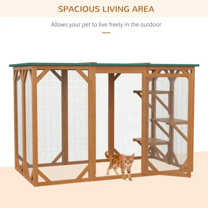 PawHut Catio Outdoor Enclosure - 70.75" x 31.5" x 44" - Orange | OmniaPaws