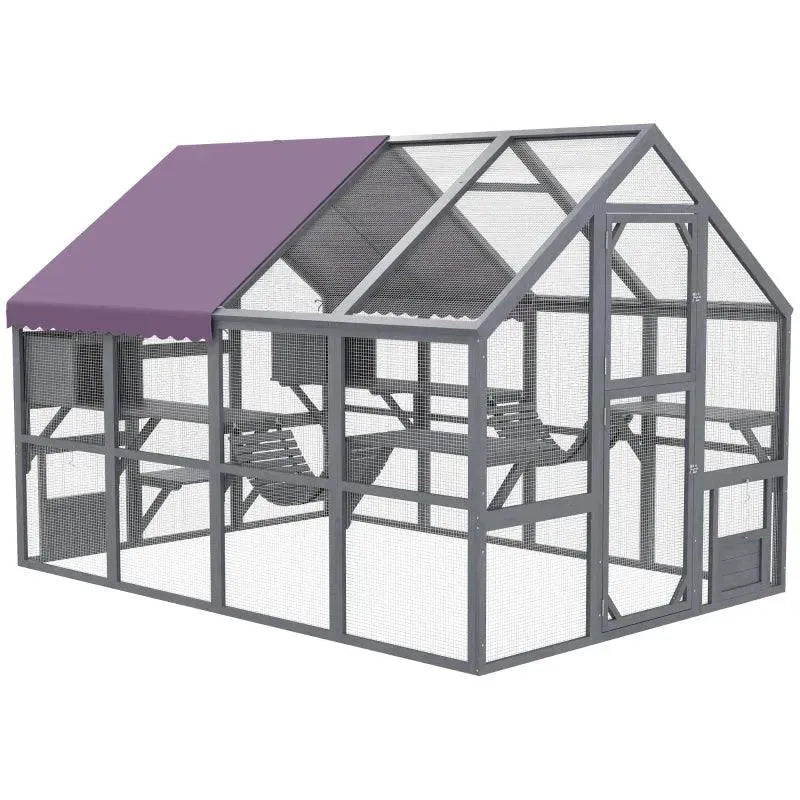 PawHut Catio Outdoor Enclosure - 110.2" x 73" x 74" - Default Title | OmniaPaws