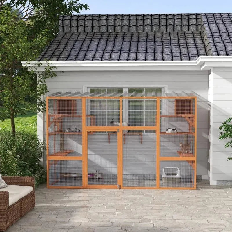 PawHut Catio Window Box Outdoor Enclosure - 118" x 55" x 75.5" - Default Title | OmniaPaws