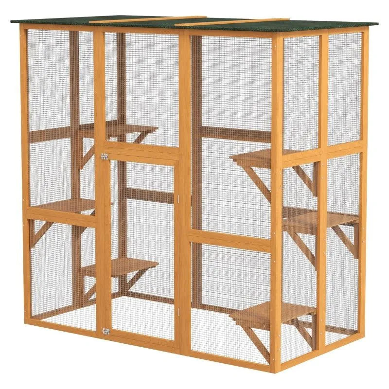 PawHut Catio Outdoor Enclosure - 71" x 38.5" x 71" - Orange | OmniaPaws