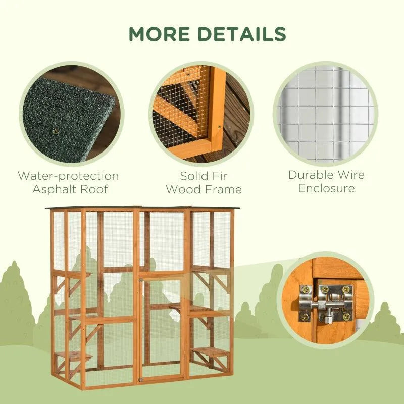 PawHut Catio Outdoor Enclosure - 71" x 38.5" x 71" - Gray | OmniaPaws