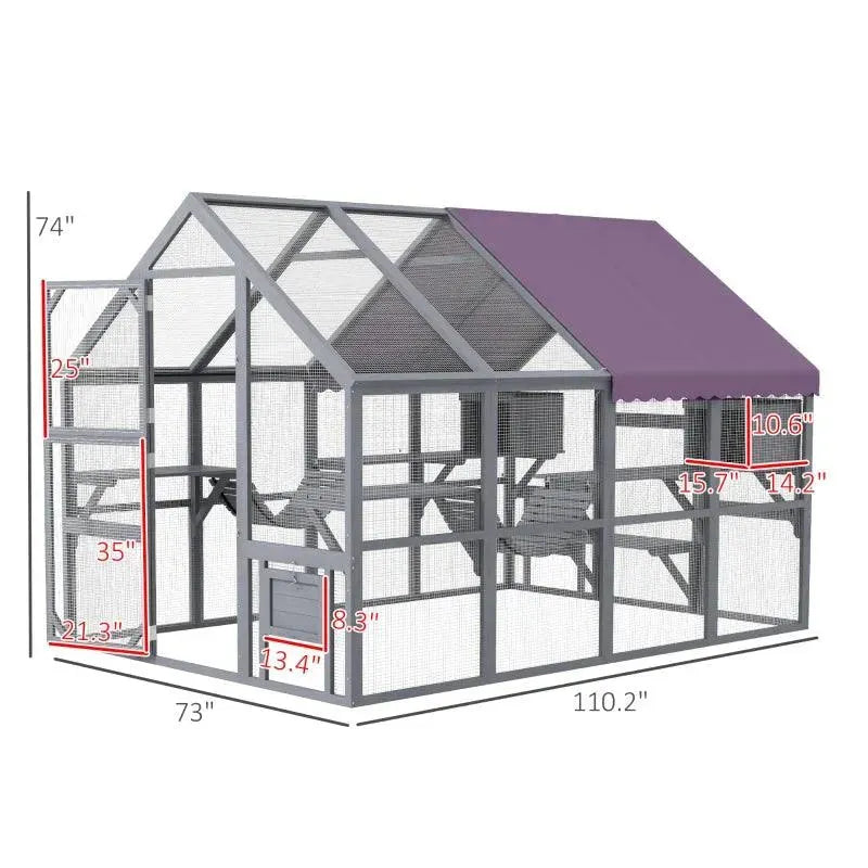 PawHut Catio Outdoor Enclosure - 110.2" x 73" x 74" - Default Title | OmniaPaws
