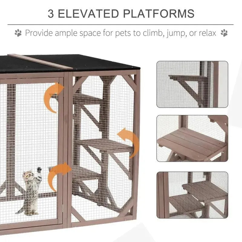 PawHut Catio Outdoor Enclosure - 70.75" x 31.5" x 44" - Orange | OmniaPaws