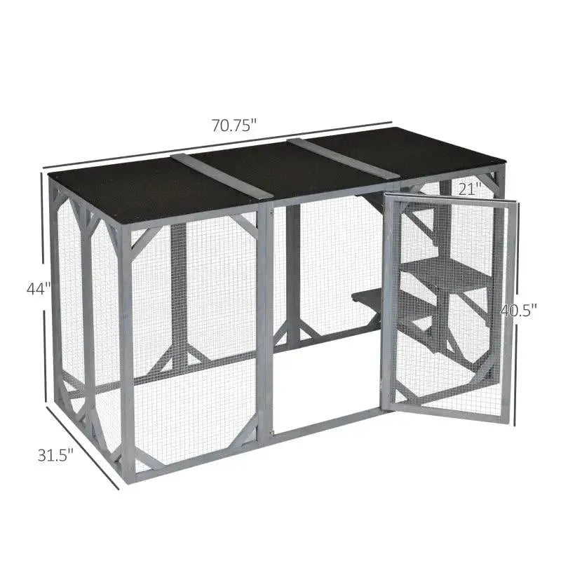PawHut Catio Outdoor Enclosure - 70.75" x 31.5" x 44" - Orange | OmniaPaws