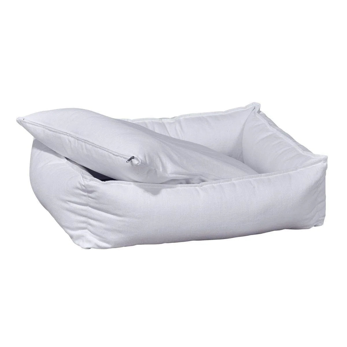 Bowsers B-Lounge Dog Bed - Pure White / Cotton-Linen Blend / Small | OmniaPaws