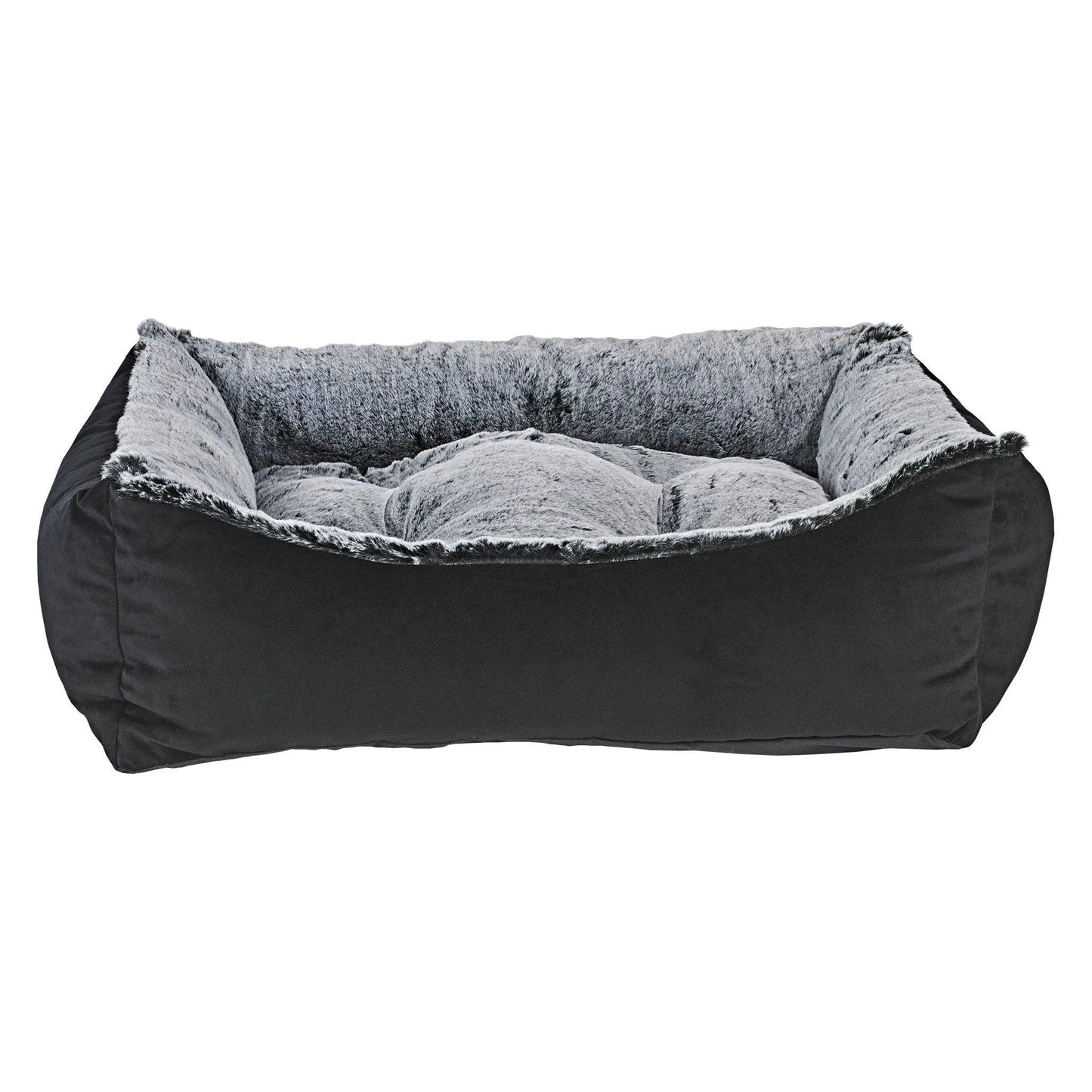 Bowsers Scoop Dog Bed - Royal Sterling / Faux Fur / Small | OmniaPaws