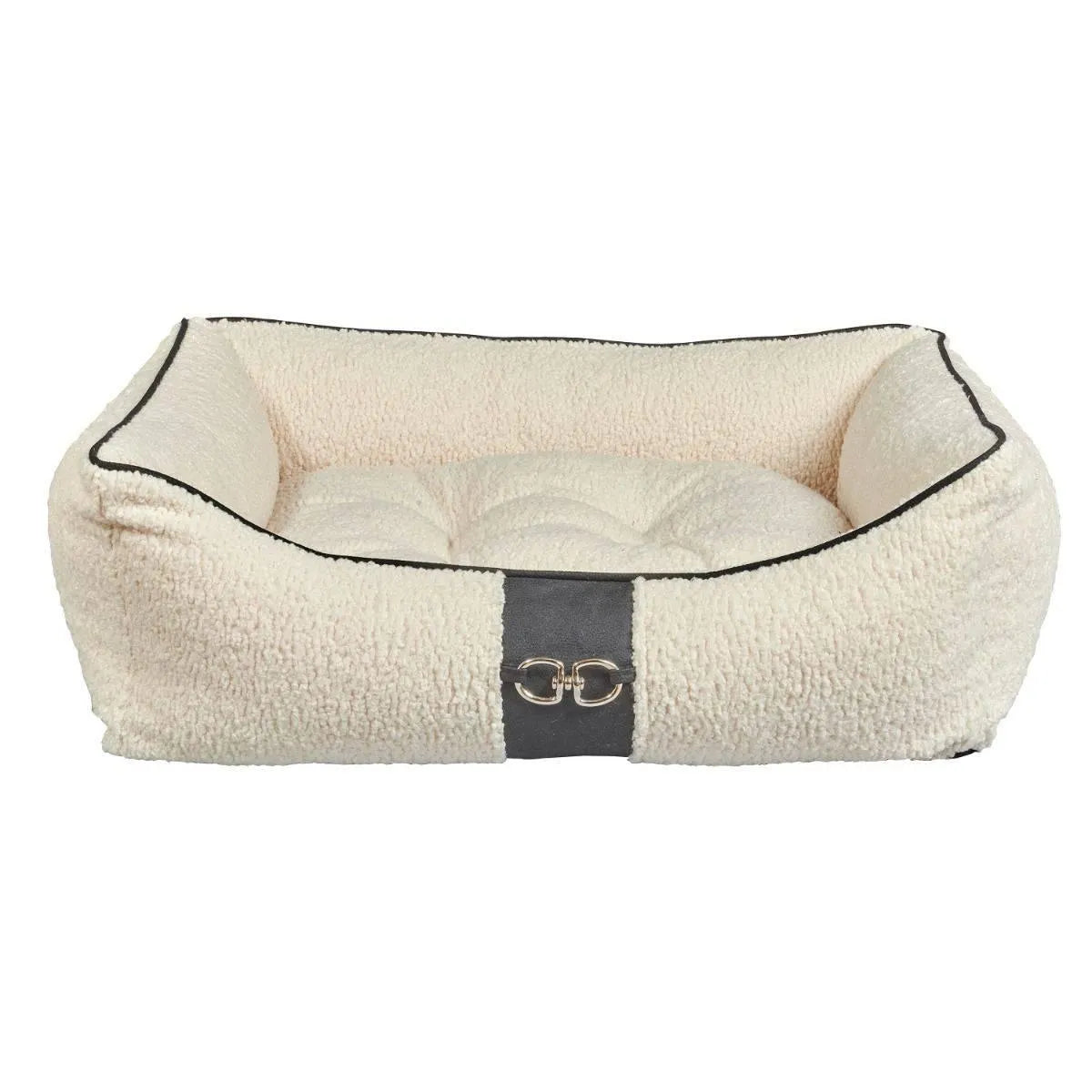 Bowsers Signature Scoop Dog Bed - Ivory Sheepskin / Faux Fur / Small | OmniaPaws