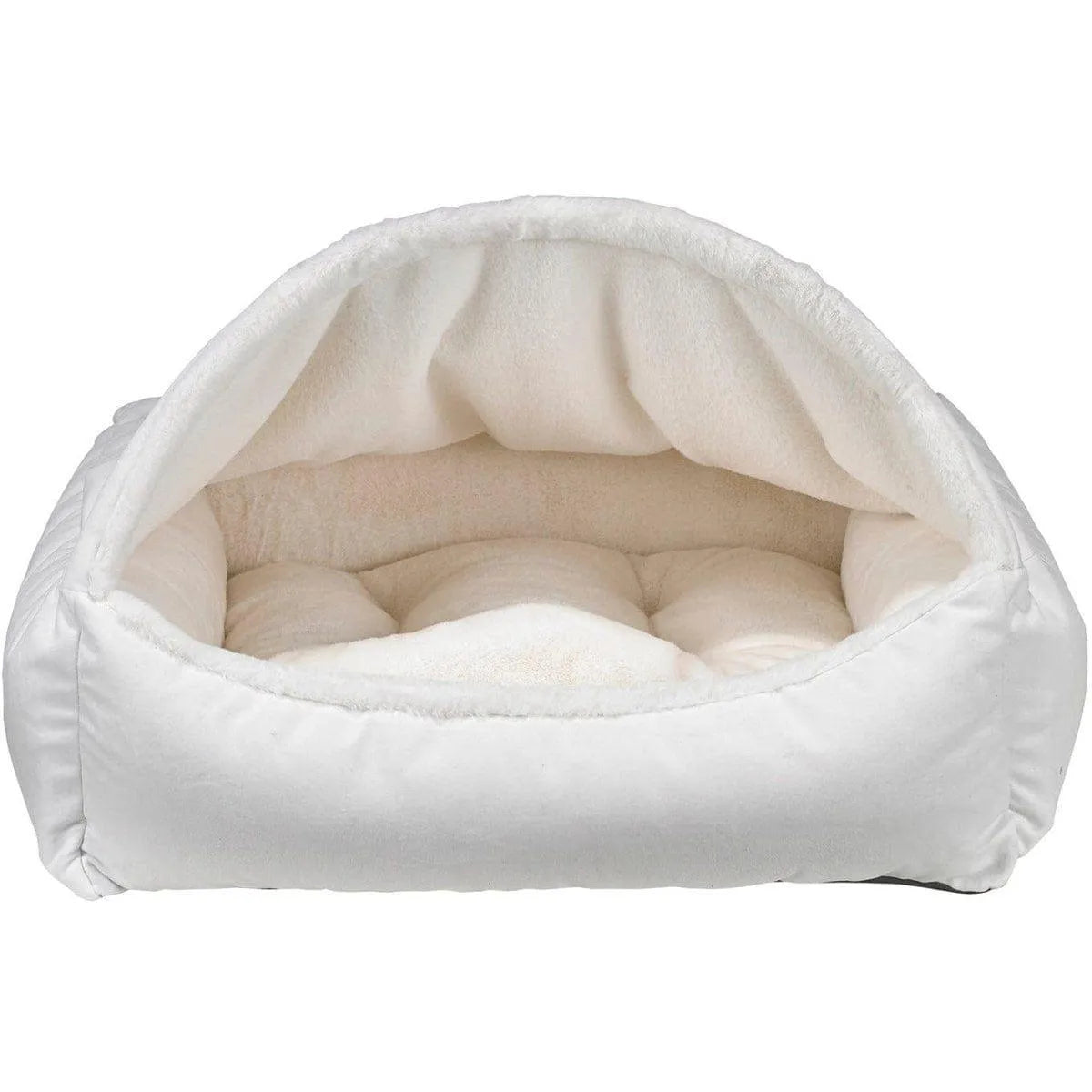 Bowsers Canopy Dog Bed - Winter White / Faux Fur / Small | OmniaPaws