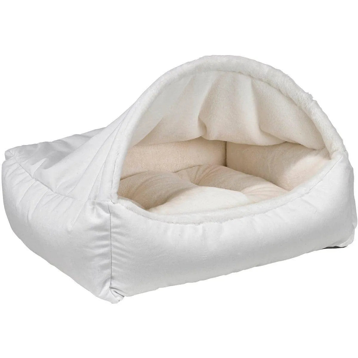 Bowsers Canopy Dog Bed - Cloud / Faux Fur / Small | OmniaPaws
