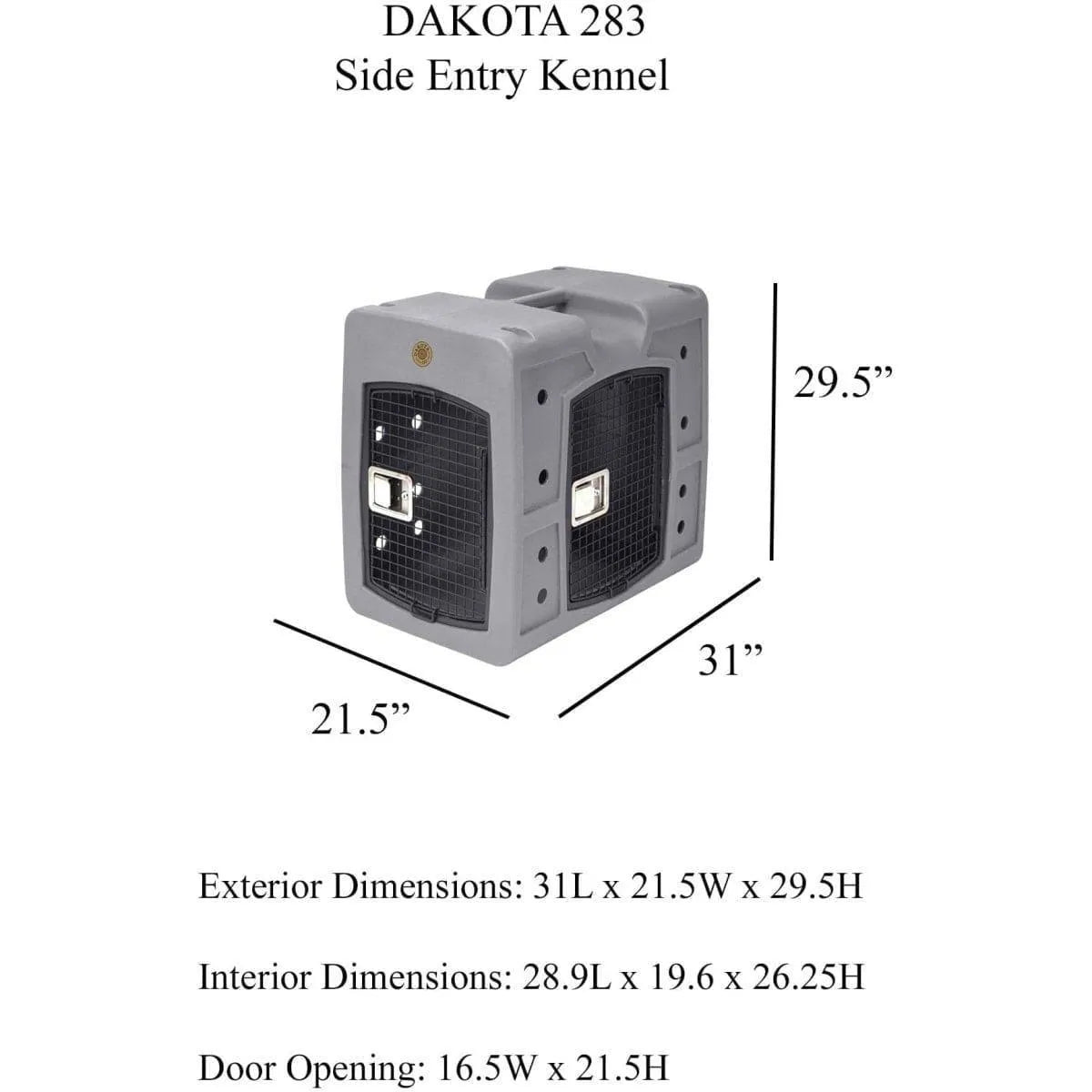 Dakota 283 2D Side Entry Kennel - Dark Granite / No Antimicrobial Protection | OmniaPaws