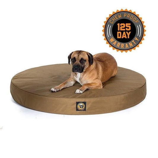 Solid Color Gorilla Ballistic Tough Round Orthopedic Dog Bed™ - Small / Orthopedic / Ballistic Red | OmniaPaws