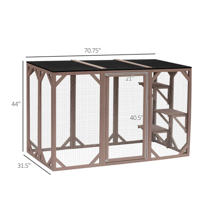 PawHut Catio Outdoor Enclosure - 70.75" x 31.5" x 44" - OmniaPaws