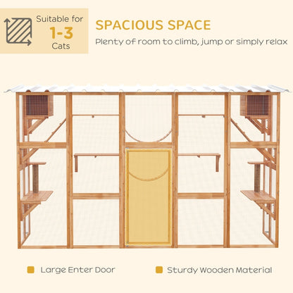 PawHut Catio Window Box Outside Enclosure - 118" x 37.5" x 74" - OmniaPaws
