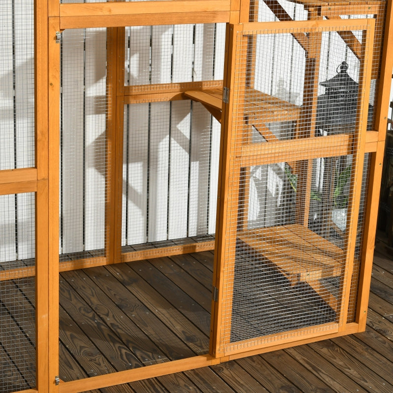 PawHut Large Catio Enclosure with Weather Protection, 6 Cat Platforms 71" x 38.5" x 71" - OmniaPaws