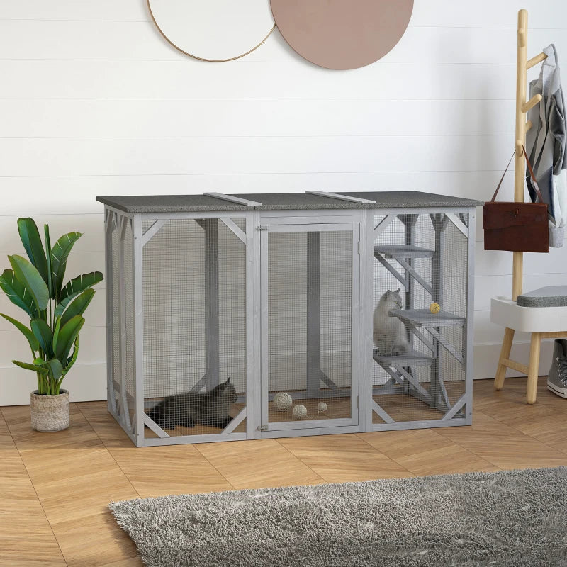 PawHut Catio Outdoor Enclosure - 70.75" x 31.5" x 44" - OmniaPaws