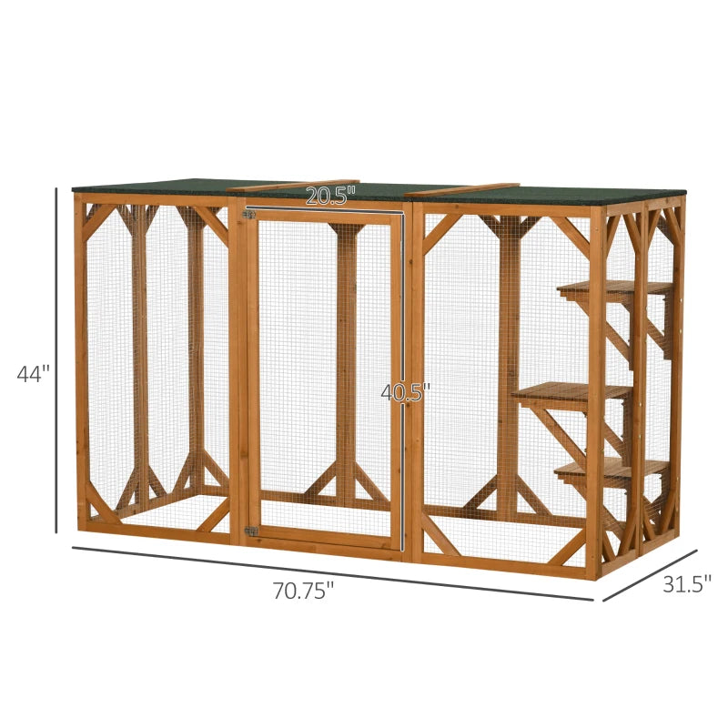 PawHut Catio Outdoor Enclosure - 70.75" x 31.5" x 44" - OmniaPaws