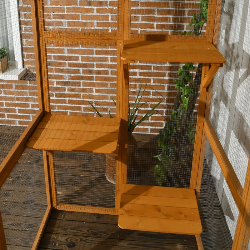 PawHut Large Catio Enclosure with Weather Protection, 6 Cat Platforms 71" x 38.5" x 71" - OmniaPaws