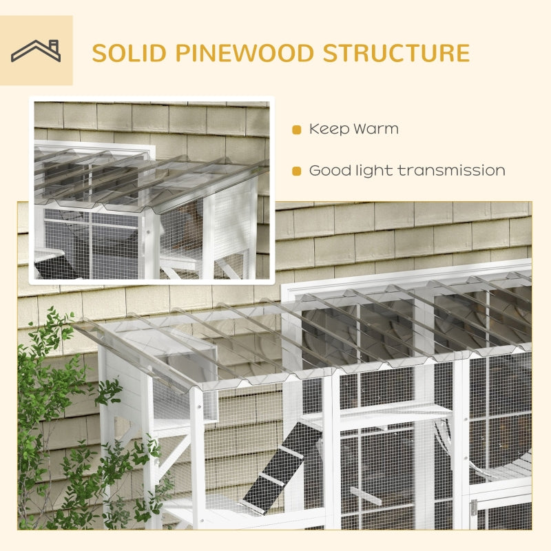 PawHut Catio Window Box Outside Enclosure - 118" x 37.5" x 74" - OmniaPaws