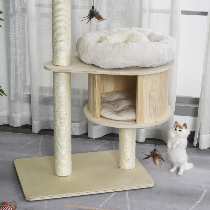 PawHut 3-Level Cat Tree with Sisal Scratching Posts - OmniaPaws