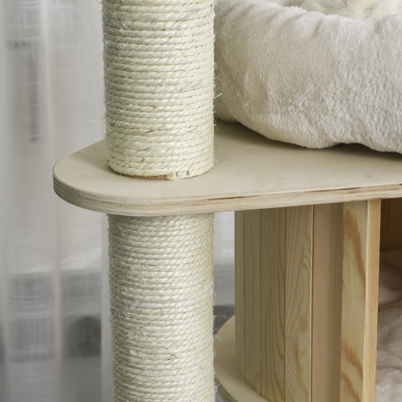 PawHut 3-Level Cat Tree with Sisal Scratching Posts - Default Title | OmniaPaws