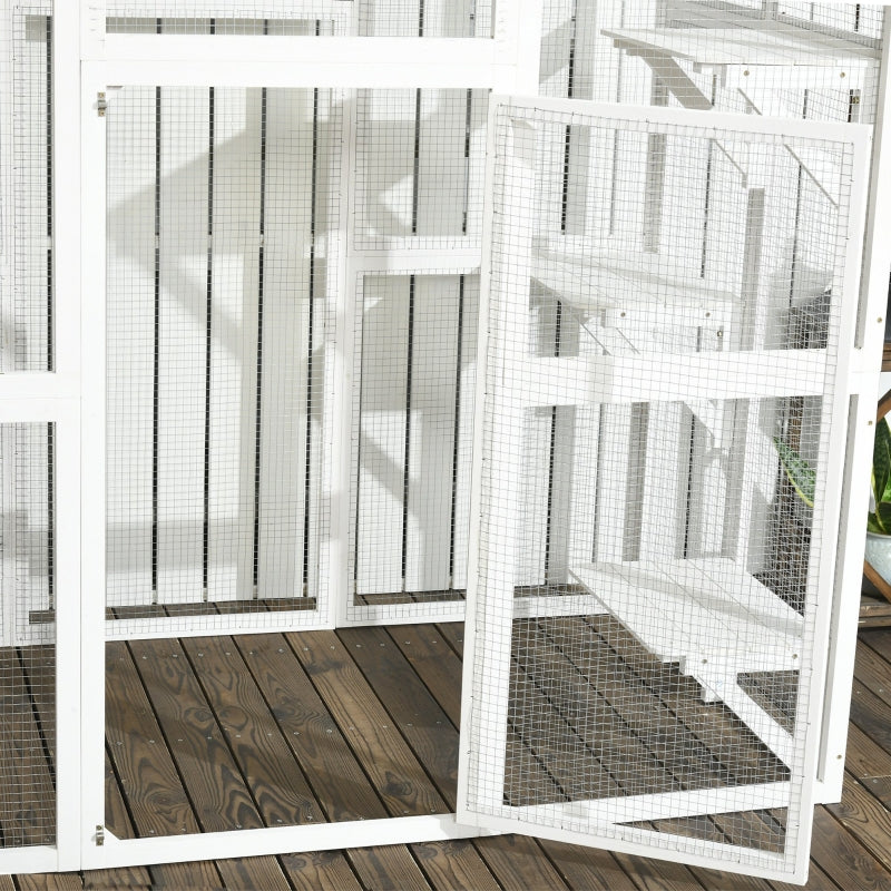 PawHut Large Catio Enclosure with Weather Protection, 6 Cat Platforms 71" x 38.5" x 71" - OmniaPaws