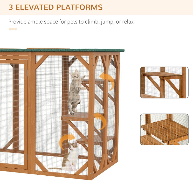 PawHut Catio Outdoor Enclosure - 70.75" x 31.5" x 44" - OmniaPaws