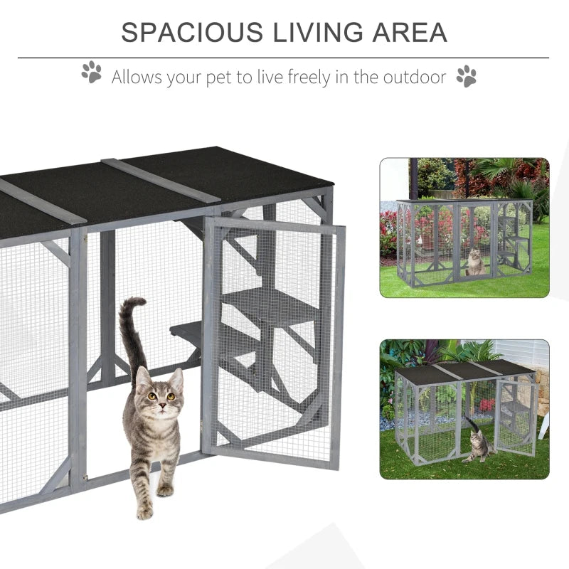 PawHut Catio Outdoor Enclosure - 70.75" x 31.5" x 44" - OmniaPaws